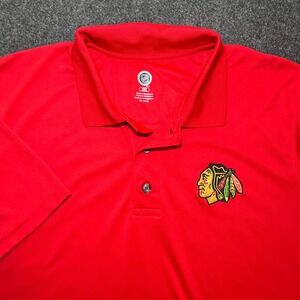 NHL Chicago Blackhawks Polo Mens Large Red Excellent Short Sleeve Golf Shirt